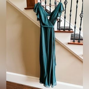 NWT Bill Levkoff Evergreen Chiffon Wrap Dress